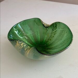 Murano glass  , mcm, vintage , Green, Art , Bowl, Italy